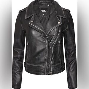 Barney’s Originals Leather Petite Black Perfecto Jacket Size 6